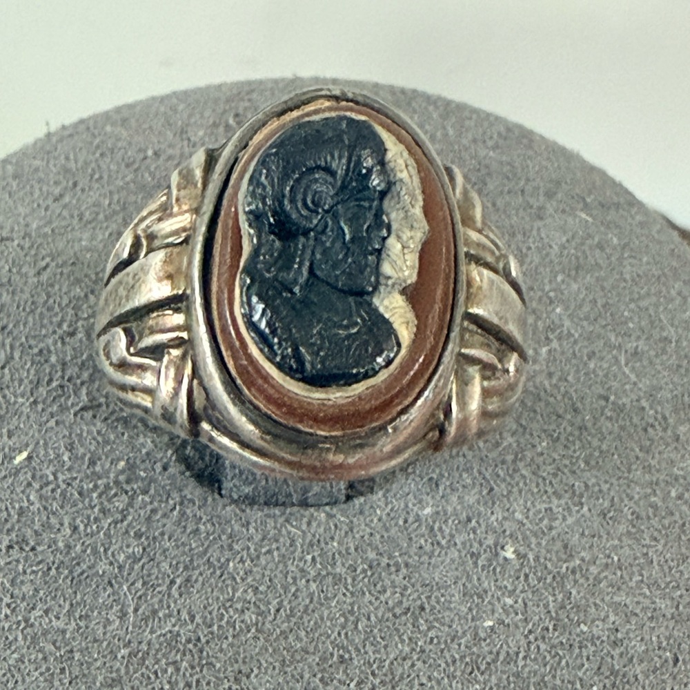 925, Sterling Antique, Vintage Cameo Ring, Adjustable, Rare Find, USA Made